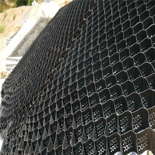 도로 자갈 안정제 격자 옹벽 제방을 위한 높은 벌집 검정 HDPE Geocell 보강 차도