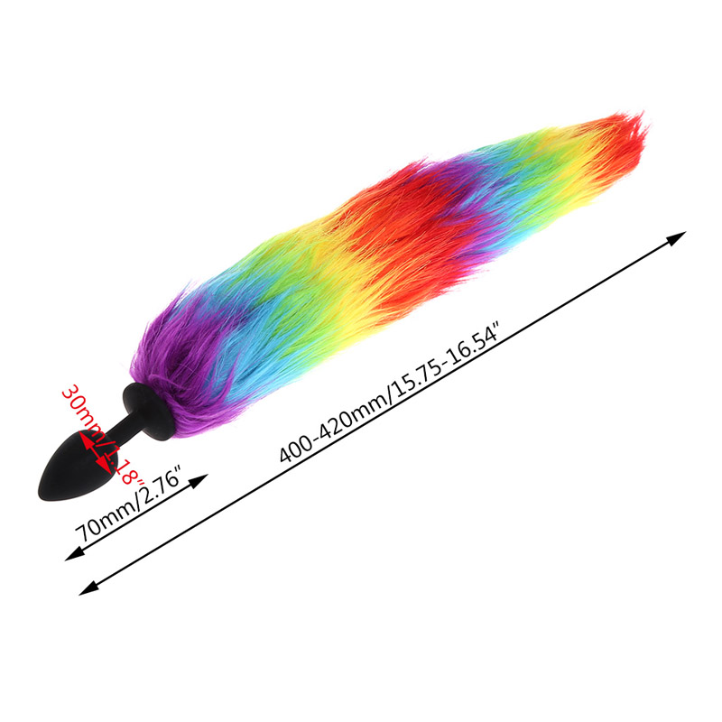 Rainbow Small Size Silicone Fox Tail Anal Plug