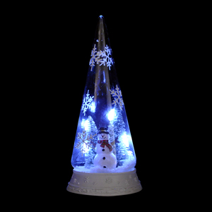 Albero di Natale Decorativo e Pupazzo di Neve in Campana di Vetro con Luci LED a Forma di Neve - Product Image 2