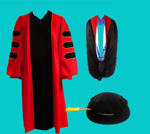 Deluxe Faculty red doctoral graduation gown