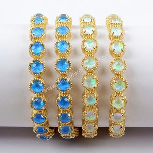 <span class=keywords><strong>Bracelet</strong></span> à breloque <span class=keywords><strong>avec</strong></span> pierre <span class=keywords><strong>opale</strong></span>, perles bleues et blanches, bijoux boho, ZG0341, nouvelle collection 2019 - Product Image 4