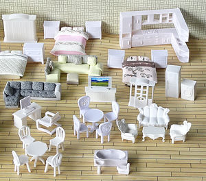 1:50 مقياس الأبيض البلاستيك نموذج أريكة الأثاث - Product Image 3