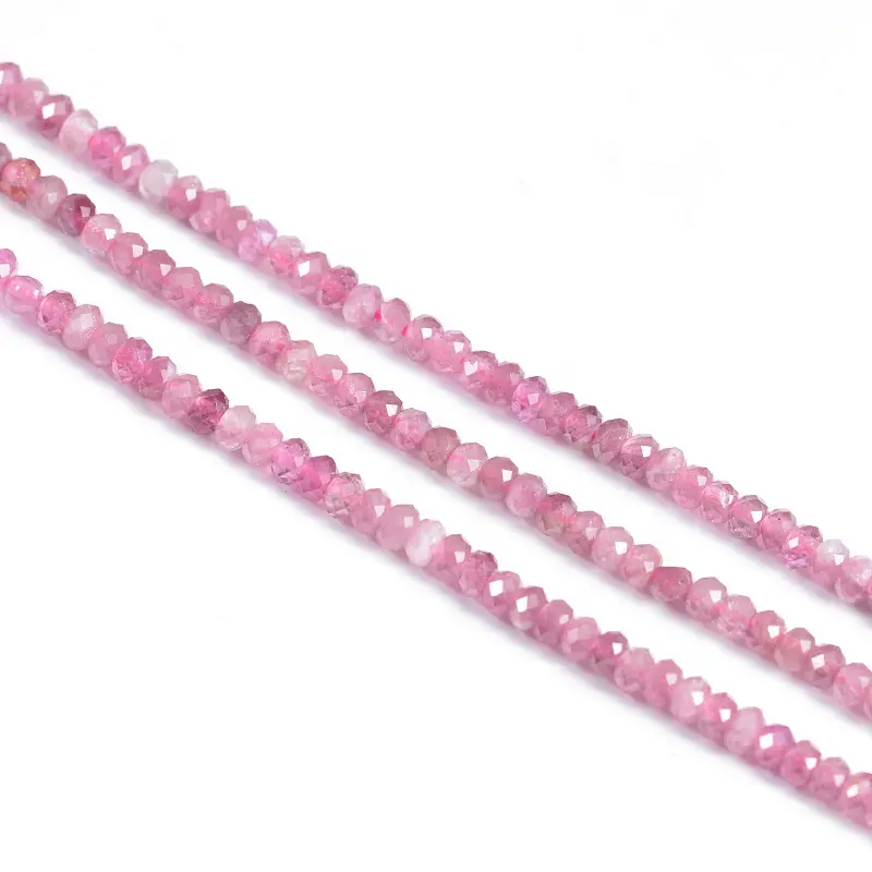 Perles en pierre de Tourmaline rose à facettes, perles naturelles, en cristal, pour la fabrication de bijoux, livraison gratuite