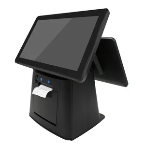 คู่หน้าจอสัมผัสระบบ Windows ลงทะเบียนเงินสด GC099 pos58 ความร้อนเครื่องพิมพ์ mpos pos bank