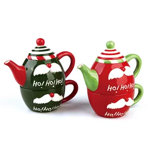 Best Quality Christmas Decoration Cheap Ceramic Teapot Christmas Tea Pot