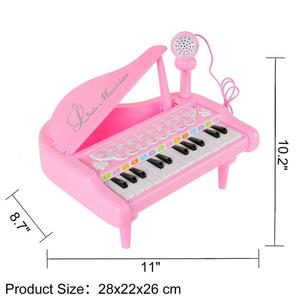 Mainan Keyboard Piano dengan 24 tombol, instrumen musik elektronik merah muda dengan mikrofon - Product Image 2