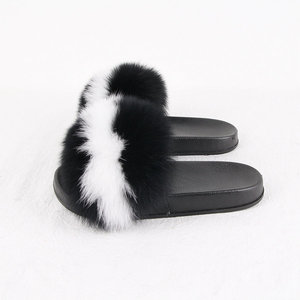 Nuevo diseño real de piel de zorro deslizador genuino colorido mujeres al aire libre suave mullida piel de zorro zapatillas - Product Image 5