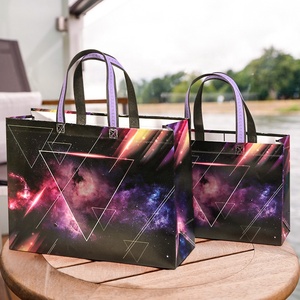 Customizable Eco-Friendly Reusable Laminated PP Non-Woven Striped Pattern Promotional Handled <strong>Medium</strong> <strong>Size</strong> Shopping <strong>Bags</strong> - Product Image 3