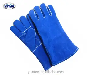 Welding Gloves Manufacturers Blue Cow Leather Welding Gloves Industry Working Safety Gloves