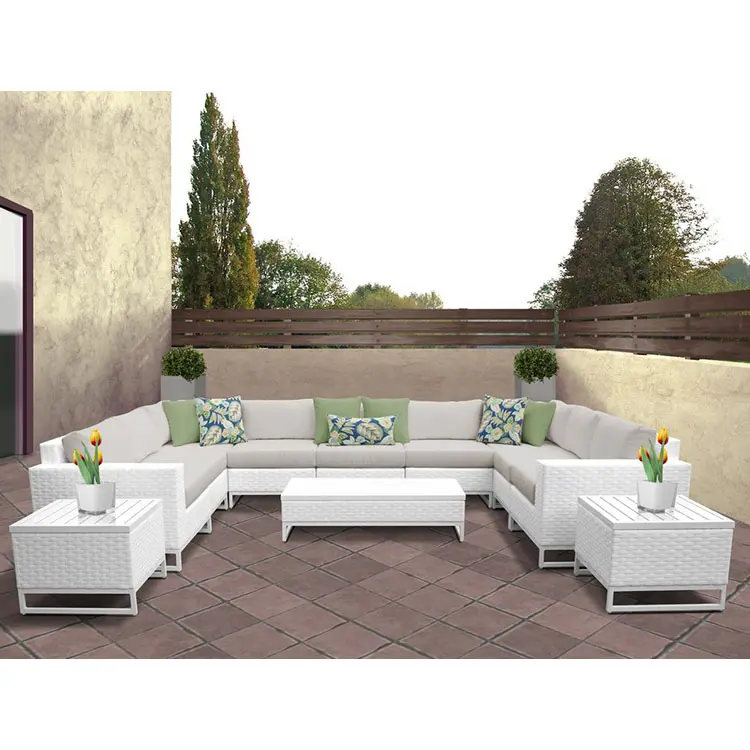 Садовая мебель, белый ротанговый уличный диван с алюминиевым основанием