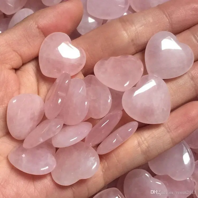 Loose Bulk Raw Polished Colorful Pink Heart Shaped Healing Love Energy Rough Crystal Stone Rose Quartz for Wholesale Price