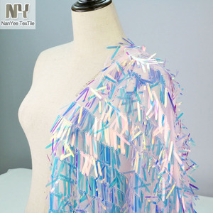 Tessuto con Paillettes a Spada Iridescente Rosa e Blu Pastello Nanyee Textile, Disponibile al Metro - Product Image 1