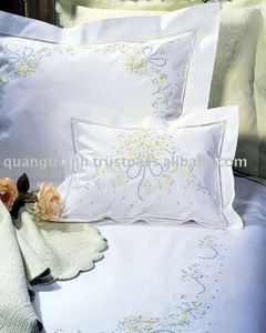 ชุดเครื่องนอนผ้านวมเย็บปักถักร้อยด้วยมือ,ผ้าฝ้าย100% Quang Thanh เย็บปักถักร้อย - Product Image 1