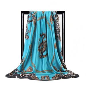 Fashion Silk <strong>Scarves</strong> for Women Leopard Print Satin <strong>Scarf</strong> Female 90cm Square Shawl Bandana for Head <strong>Large</strong> Hijab Scarfs for Ladies - Product Image 5