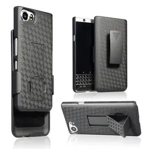 Shell Weave Holster Combo Case for Blackberry Key One With Kick-Stand and Belt Clip