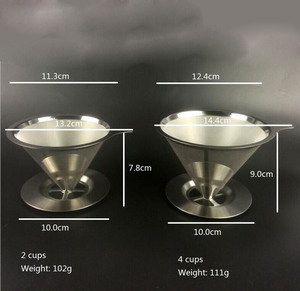 Sin papel verter sobre cafetera, 18 \ 8 (304) acero inoxidable reutilizable goteo cono Filtro de café, sola taza cafetera - Product Image 2