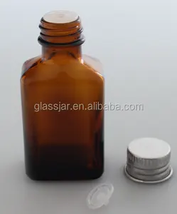 Aanpassen 30Ml Amber Franse Vierkante Etherische Olie Fles Met Zilver Metalen Cap En Reducer