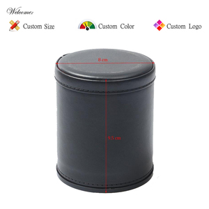 Dados de cuero PU con forro de fieltro, juego de tazas apilables con 6 dados de puntos - Product Image 6