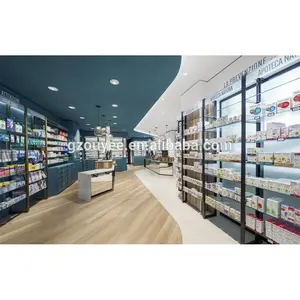 Wall Mounted Retail Medical Store Furniture Display Rack Pharmacy Shelving Design