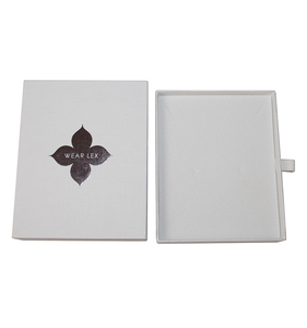 Boîte <span class=keywords><strong>blanche</strong></span> noir à chaud en argent logo emballage boîte à bijoux boîtes en carton de papier ruban sortir - Product Image 5