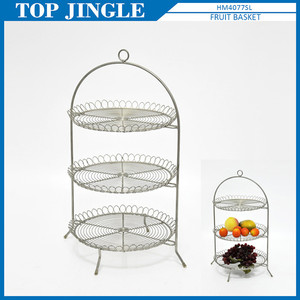 3 tiers circular wire bread <b>cupcake</b> basket stand - Product Image 1
