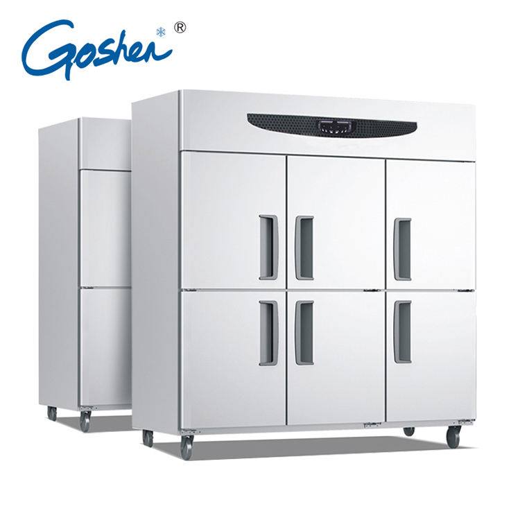 Профессиональный вертикальный кухонный холодильник с 6 дверцами