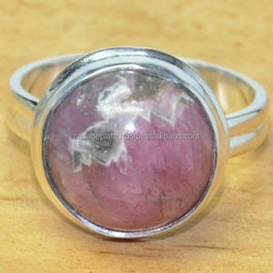 Anillo redondo de piedras preciosas de Rodocrosita, anillo de Plata de Ley 925, anillo romántico de moda para boda, aniversario, regalo para Unisex - Product Image 1