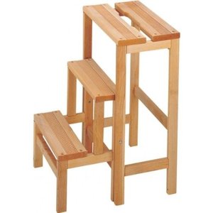 대나무 접이식 발 의자 3 사다리 단계 접이식 공간 절약 나무 자연 사다리 의자 - Product Image 1