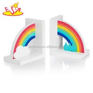 Mainan grosir anak-anak kayu pelangi bookends desain baru anak-anak kayu pelangi bookends pembibitan kayu pelangi bookends W08D065