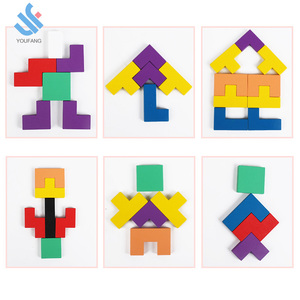 YF-M815 colorido comprimido bloques de madera Tangram Brain training <span class=keywords><strong>Tetris</strong></span> bloque inteligencia rompecabezas para niños - Product Image 3