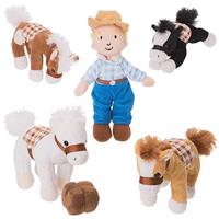 Étui de transport de grange simulé personnalisé, ferme en peluche avec ensemble de chevaux