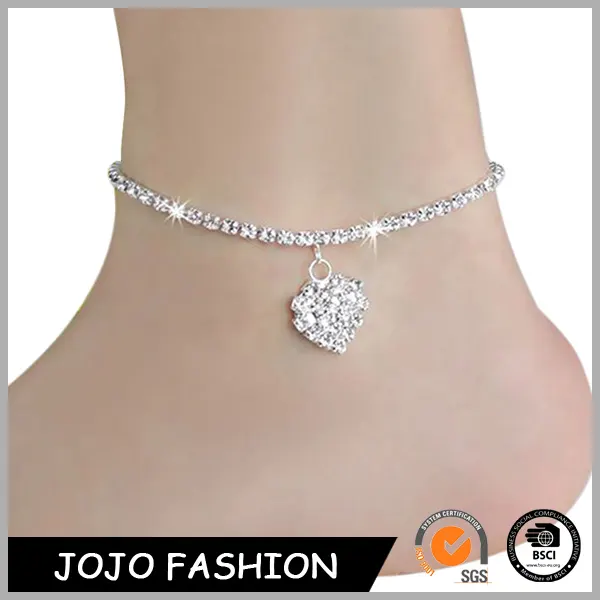 2016 Ювелирные изделия сердце браслет кристалл браслет ювелирные изделия браслет на лодыжке