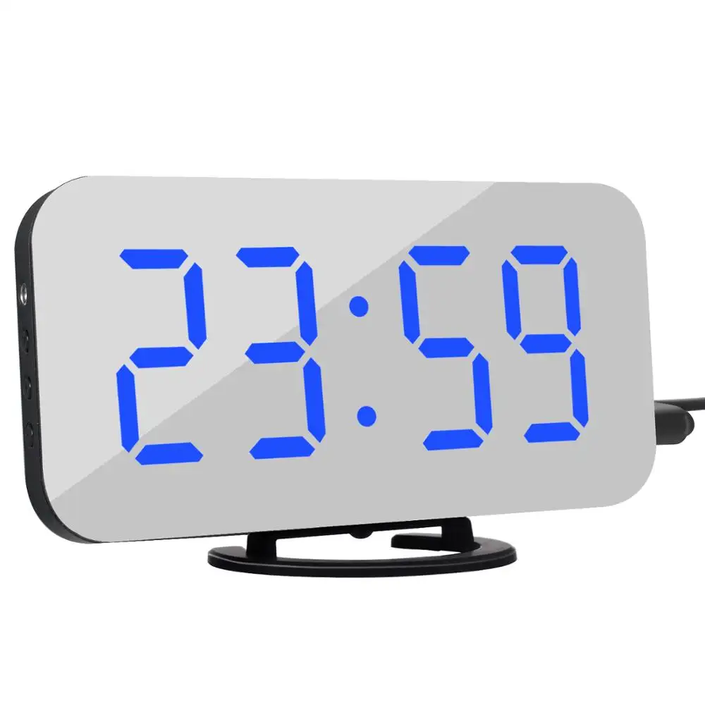 Digital Large LCD Screen Mirrored Alarm Clock for Wall Handing/Desk Stand