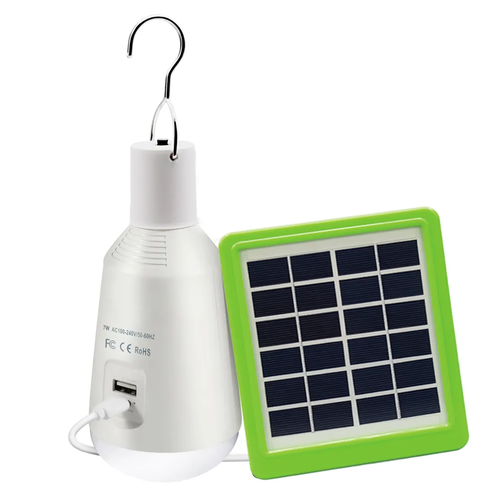 Energía solar de carga usb Luz de bombilla led cargador de Banco de potencia para el teléfono móvil