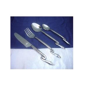 Juegos de mesa de comedor duraderos de lujo Juego de cubiertos con mango giratorio de bambú Vajilla de acero inoxidable real Cubiertos de plástico de diseñador - Product Image 2