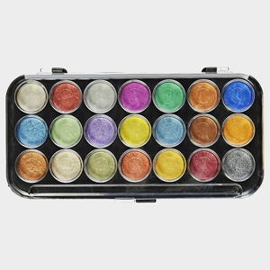Ensemble de 21 peintures aquarelles métalliques de couleurs assorties - Tubes non toxiques de 3 ml pour verre, papier et toile - Product Image 1