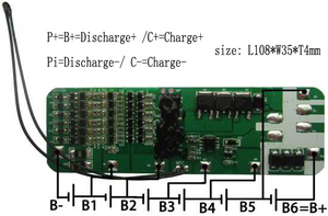 Lws e-אופניים סוללה הגנה לוח bms 6s 22.2v pcm 6s lifepo4 22.2v 6s bms עם איזון - Product Image 2