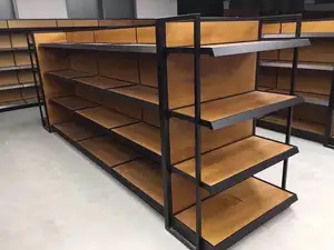 Ownace hot selling wood color produce display shelves used to market