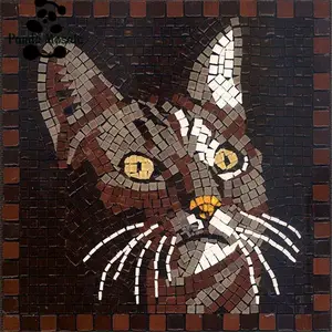 Cd-gm01 Haustier Krankenhaus Dekoration Wand niedlich Katze Glas Wandbild Hand machen Tier Mosaik