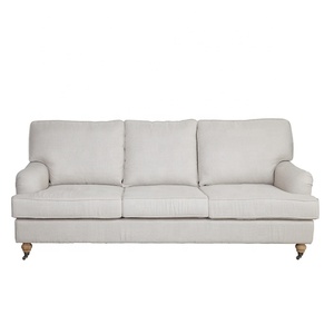 Ensemble de canapé en lin de style hamster traditionnel, housse amovible, design italien simple, blanc, bleu marine - Product Image 2