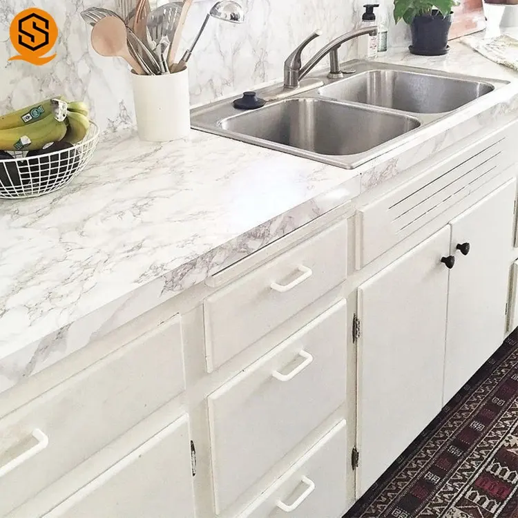 Кухонная столешница из искусственного мрамора с твердой поверхностью