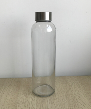 6pcs Set of 500ml Colored Sleeves and Leak-proof Stainless Steel Lid for Soda Lime Glass Water Bottles