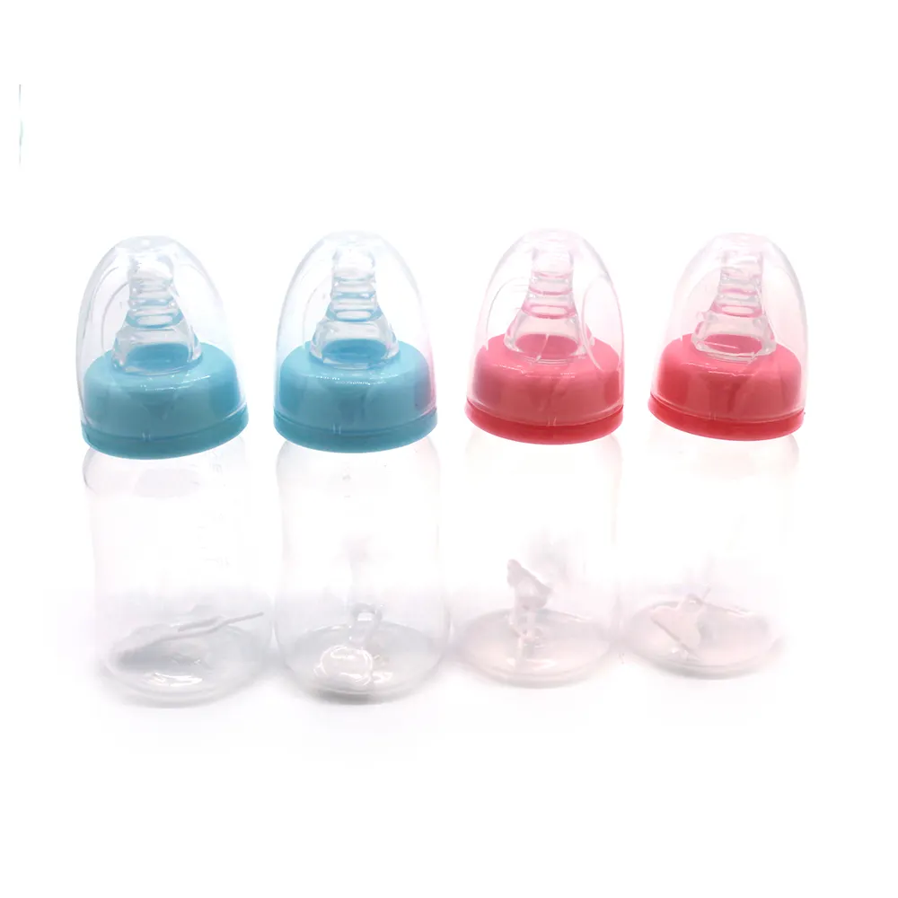 2 색 120ML 아기 우유 먹이 병 PP 병 부드러운 실리콘 젖꼭지 휴대용 BPA 무료 아기 플라스틱 우유 병