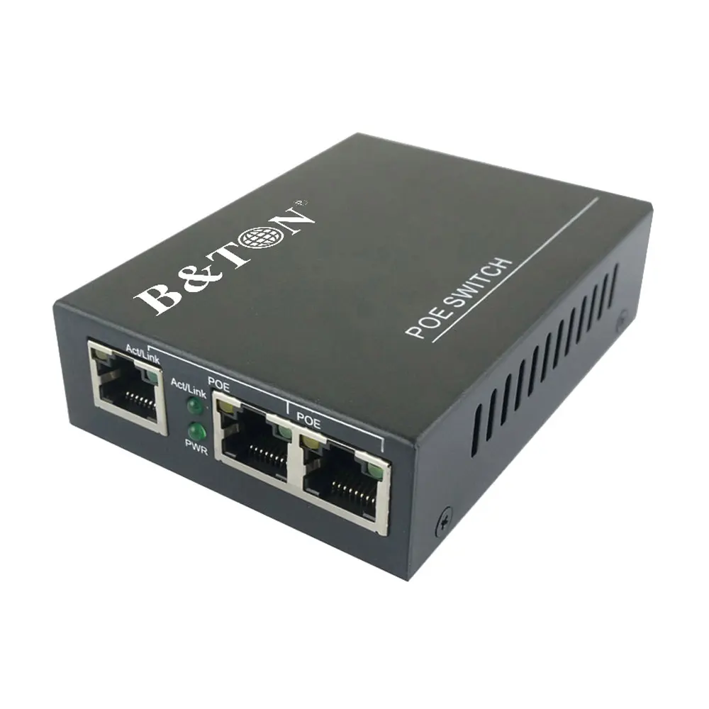 Hight quality 10/100M 2poe 1utp poe switch/poe media converter