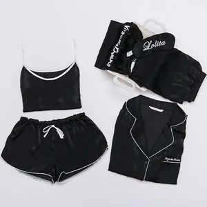 Wholesale <strong>christmas</strong> 6PCS clothing sets cute blank silk satin winter <strong>women</strong> <strong>pyjamas</strong> - Product Image 1