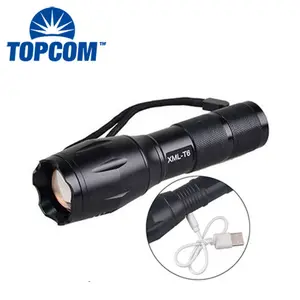 Manufacture Tactical Head Light Flashlight USB Flashlight Rechargeable With 5 Modes Dimming Zoom