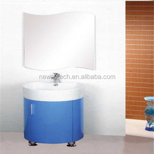 Semplice PVC parete di trucco rotondo bagno vanità mobili con armadietto laterale