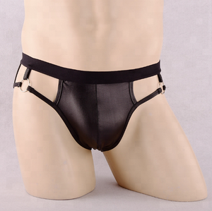 Import China-ropa interior picante para hombre, lencería <span class=keywords><strong>sexy</strong></span> de cuero PU para hombre, bragas abiertas sin espalda para gay - Product Image 2