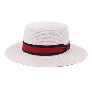 Соломенная пляжная шляпа для мужчин и женщин, Панама с плоским верхом, лето