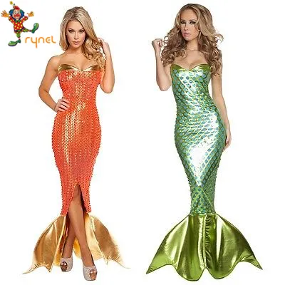 Customized Women Sexy Long Fishtail Dress Mermaid Carnival Costumes for Adult